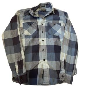 J. Crew Men's Casual Blue Checkered Button Front Slim Fit Shirt Small GUC